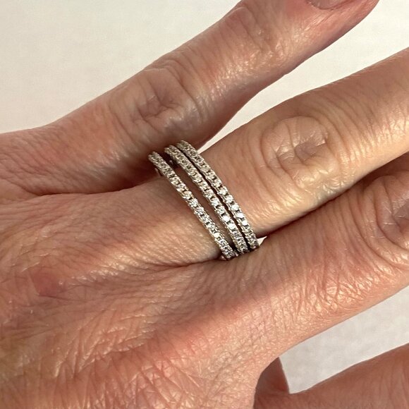 Milor Italian Sterling Silver 925 Cubic Zirconia Triple Infinity Band Ring Set - Picture 3 of 16